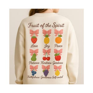 Fruto del Espíritu PNG / Versículo bíblico cristiano imprimible / Gálatas 5:22 Clipart / Coquette Bow Aesthetic Sublimation Clipart