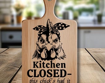 Kitchen Closed Sign SVG | Funny Chicken SVG Cut File | Retro Farmhouse Kitchen Quote | This Chick’s Had It PNG | Cricut & Silhouette Design