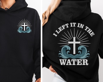 Jag lämnade den i vattnet PNG – kristen t-shirtdesign, kors och vågor, digital nedladdning av dop, trosbaserad sublimering, fram- och baksida