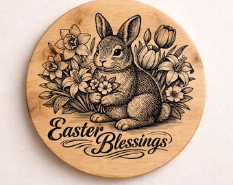 Easter Blessings SVG | Easter Bunny SVG | Christian Easter PNG | Laser Engraving Design | Digital Download