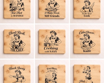 Retro Kitchen SVG Bundle, Funny Cooking Quotes Svg, Laser Engraving Files, Engraver Bundle PNG SVG, Cutting Board Designs, Cricut Files