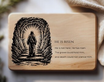 He Is Risen SVG | Easter Laser Engraving File | Christian Wood Sign SVG | Glowforge LightBurn CNC Png