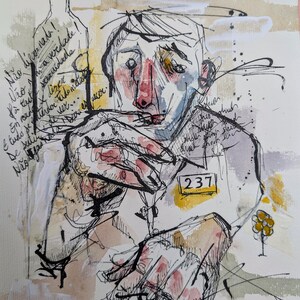 Nightglass: originele tekening met inkt en aquarel van Solitude