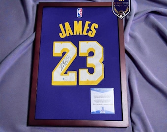 James #23 Signed Lakers Purple Jersey - BAS Certified Autograph - With/without Frame