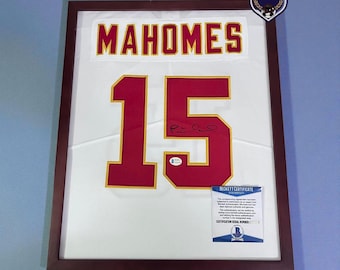 Mahomes #15 Signed White Jersey - Framed Optional - BAS Certified Autograph