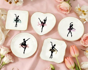 Cadeau de danse personnalisé pour fille, porte-bijoux de danseuse, cadeau de récital de ballet, porte-anneau de ballerine, cadeau de professeur de danse, cadeau d'amateur de danse,
