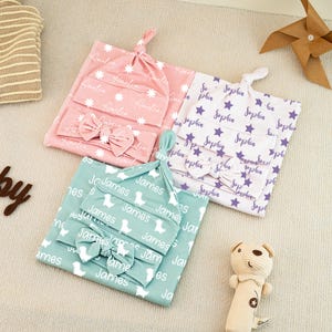 Personalized Baby Swaddle Blanket,Customized Newborn Name Blanket Set,Baby Swaddle Set,Baby Bow,Hat,Blanket Set,Newborn Baby Boy Girl Gift