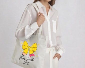 Teacher Appreciation Gift Tote Bag Canvas Custom Teacher Gift Personalized School Bag Gifted Teacher Tote Reusable Bag School Campus Bag