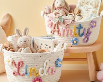 Personalized Handmade Baby Basket, Handmade Baby Gift Basket, Storage Basket,Newborn Gift,Custom Baby Gift,Custom Nursery Gift,Toy Organizer