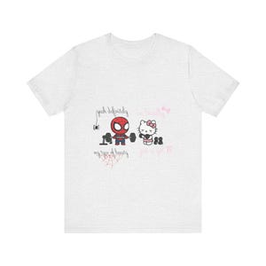 Spiderman and Hello Kitty Workout Tee | Graphic T-Shirt image 2