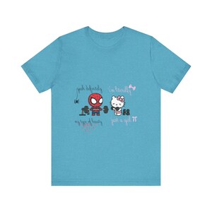Spiderman and Hello Kitty Workout Tee | Graphic T-Shirt image 10