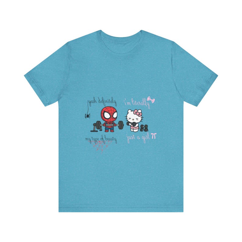 Spiderman and Hello Kitty Workout Tee | Graphic T-Shirt image 10
