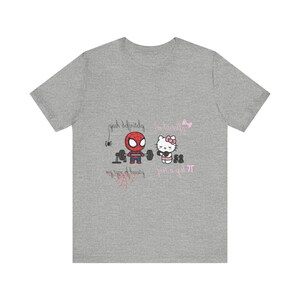 Spiderman and Hello Kitty Workout Tee | Graphic T-Shirt image 8