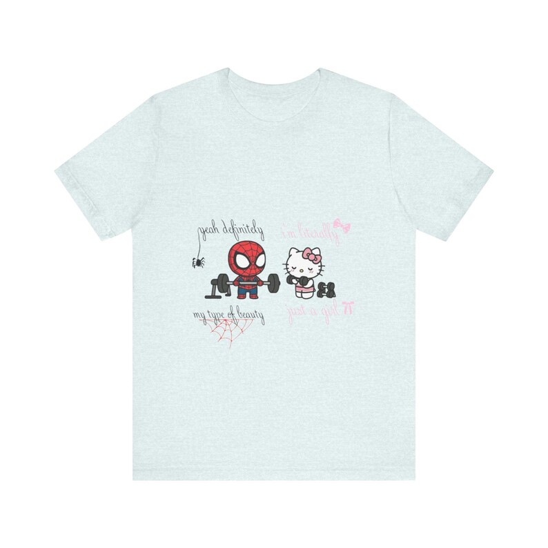 Spiderman and Hello Kitty Workout Tee | Graphic T-Shirt image 7