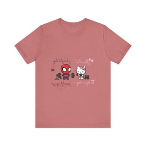 Spiderman and Hello Kitty Workout Tee | Graphic T-Shirt image 3