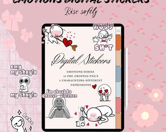 Digital Reading Emotions Stickers for Notability Goodnotes Pdfs