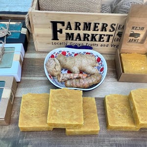 Turmeric Revival – Handmade Soap with Real Turmeric Root, Ginger, and Kojic Acid | White Tea & Ginger Scent