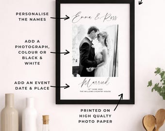 Custom Wedding Print, Personalised Wall Art, Engagement Print, Wedding Gift, Engagement Gift