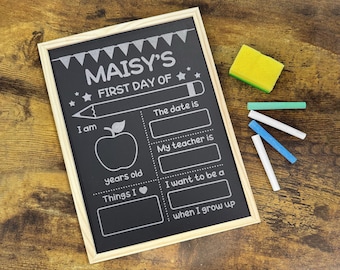 First Day of School Sign, Back to School Sign, First Day of School Chalkboard, First Day Photo Prop, Wipe Clean Chalkboard, Photo Keepsake