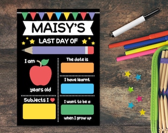 Last Day of School Sign, End of School Sign, Last Day of School Board, Last Day Photo Prop, Wipeable / Wipe Clean Print, Photo Keepsake