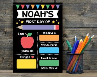 First Day of School Sign, Back to School Sign, First Day of School Board, First Day Photo Prop, Wipeable / Wipe Clean Print, Photo Keepsake