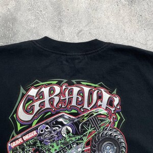 Vintage 2005 Grave Digger Race Team grafisch T-shirt zwart maat L afbeelding 15