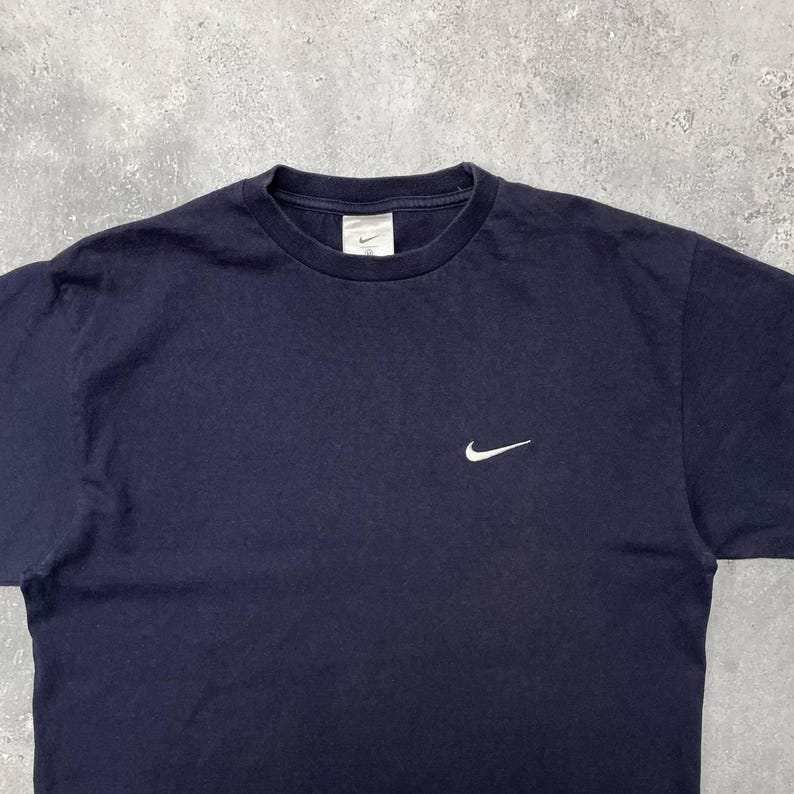Vintage 2000er Jahre Nike Kleines Swoosh Logo Blank T Shirt Faded Blue M Bild 2