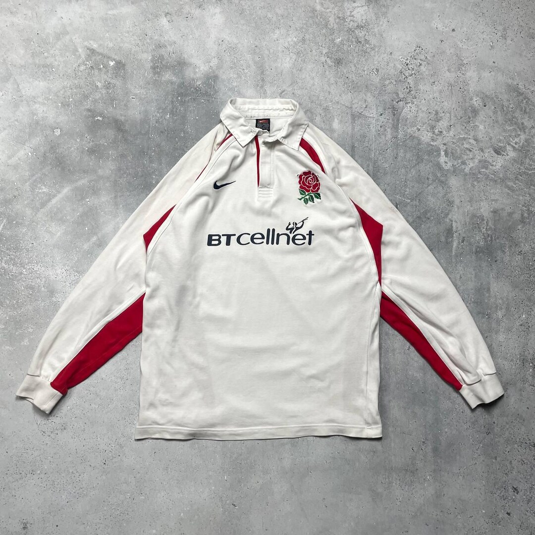 ウェア 2001-02 ENGLAND RUGBY AWAY SHIRT LS NIKE Vintage 2001/2002 Nike England Rugby Union Thrashed LS Shirt White