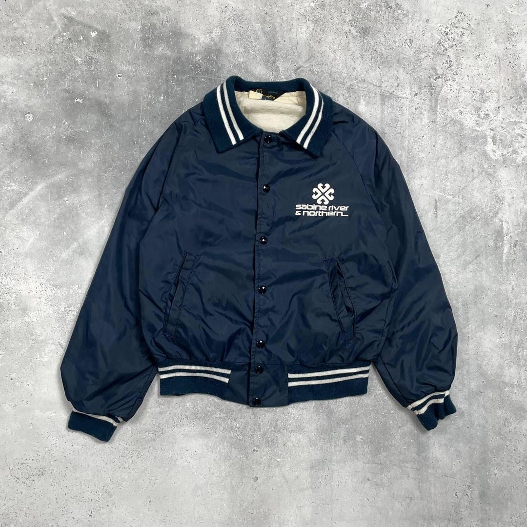 Running Man Button Vintage 70s Champion Running Man Button-up Bomber Jacket Made in USA ...