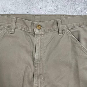 Vintage 90s Carhartt Carpenter Work Pants Made In USA Beige Size W32 L28 image 4