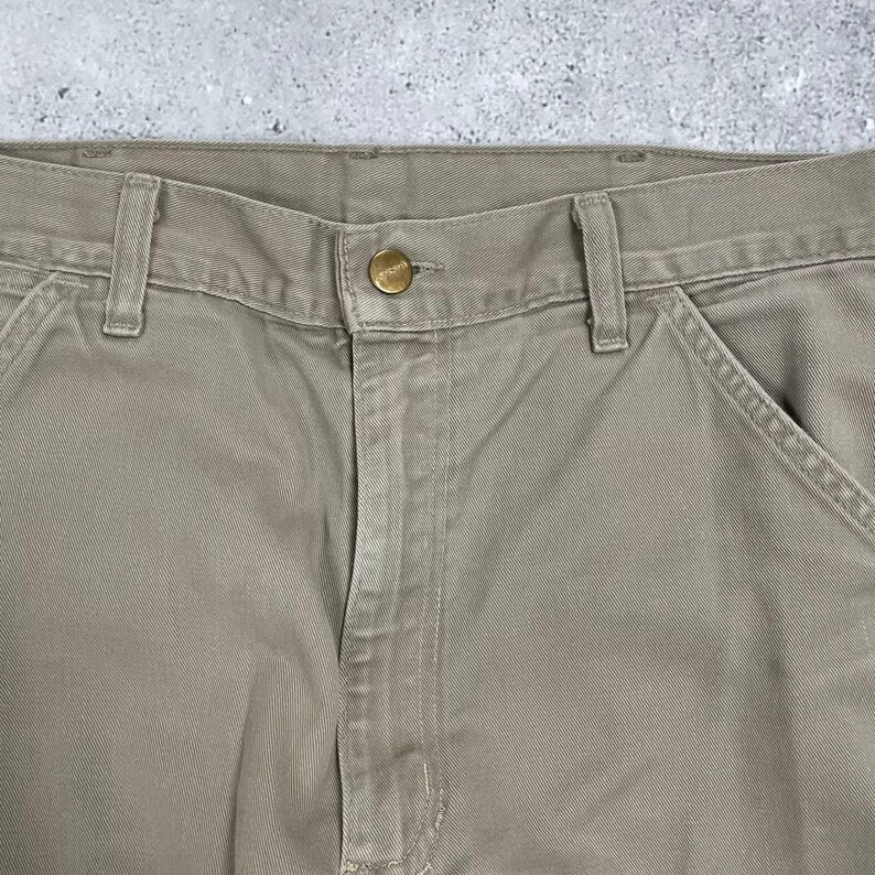 Vintage 90s Carhartt Carpenter Work Pants Made In USA Beige Size W32 L28 image 4