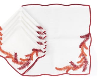 6 pcs Embroidered Napkin Set for Modern Kitchens, 16x16 inches 40x40 cm