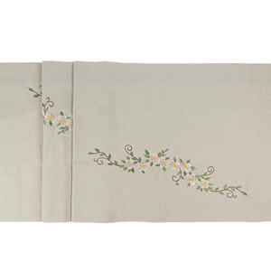 20x68&quot; Runner Lotus Embrodiered, Chic Elegant Table Linen, Sophisticated Tables