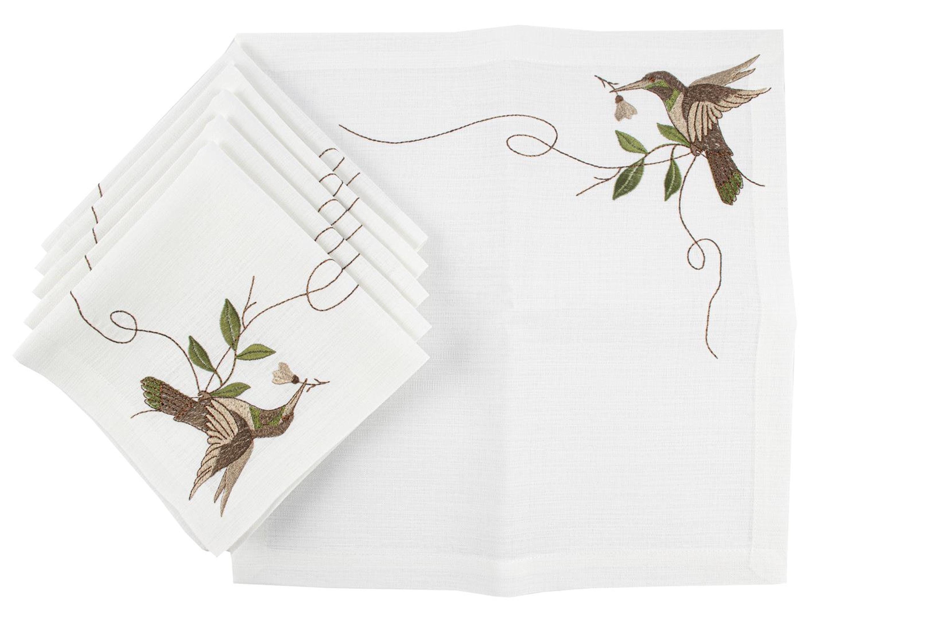 6 pcs Bird Embroidered Napkin Set, Stylish Tables