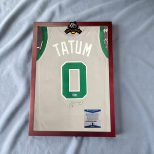 Signed Tatum #0 Boston Basketball Jersey with Beckett COA, Qr code - New Arrival – Framed / Unframed (Read Descr)