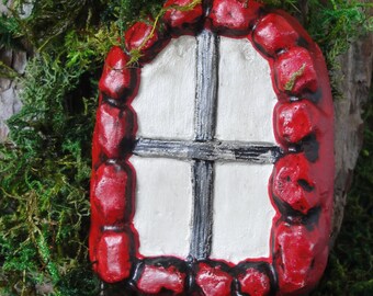 Fairy  Garden oval windows x 2 for your fairy garden door and garden display in Red or any colour you choose.