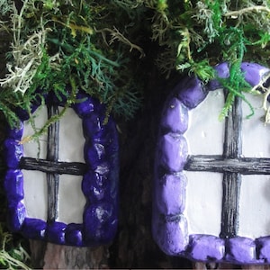 Fairy  Garden oval windows x 2 for your fairy garden door and garden display in Two purples light or dark