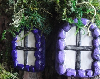 Fairy  Garden oval windows x 2 for your fairy garden door and garden display in Two purples light or dark