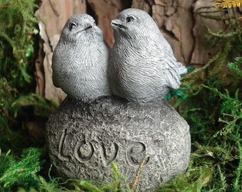 Love birds, love birds ornaments, love birds gifts, bird gifts, grey birds, concrete birds, bird presents, small bird ornaments
