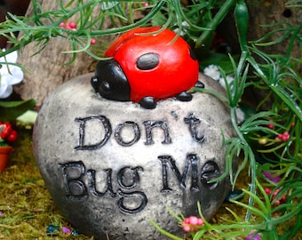 Ladybug on rock, Ladybirds, Fairy Garden, unique garden decor, garden decoration, housewarming gift, whimsical art, garden gift, housewares