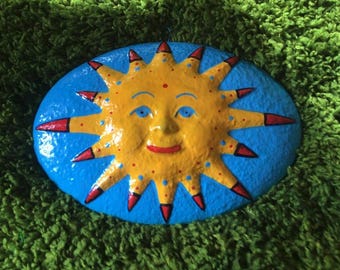 Cheerful Sun Plaque, Colorful Garden Wall Decor, Indoor, Outdoor, 6 x 4.5 inches