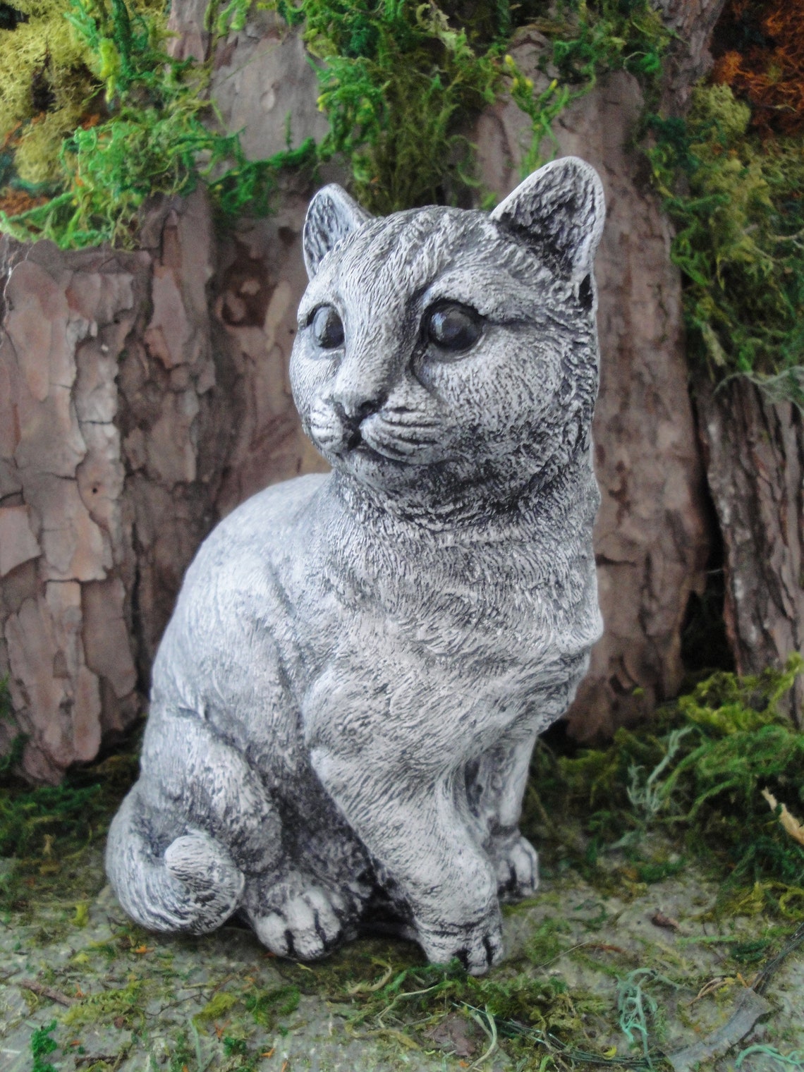 Detailed Grey Tone Cat Statue for Cat Memorial Statue or a Etsy