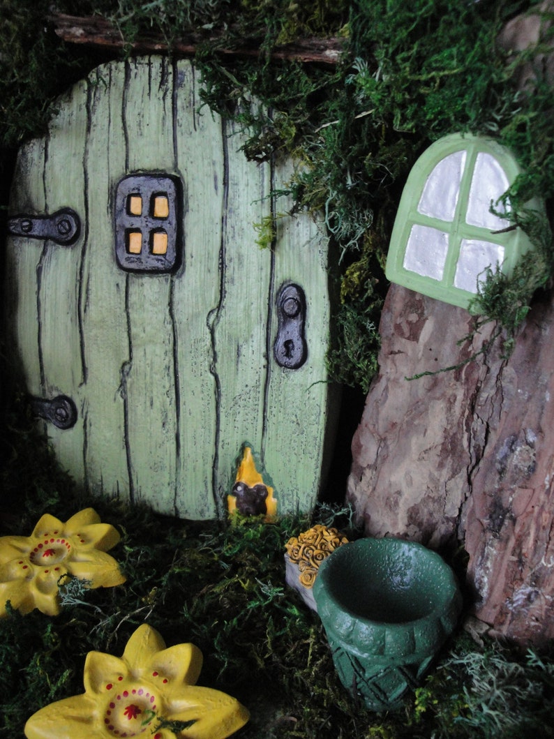 Fairy Door, Extra large fairy door, Fairy Door for Tree, Fairy doors and windows, Fairy garden set, unique garden decor, home and garden image 2
