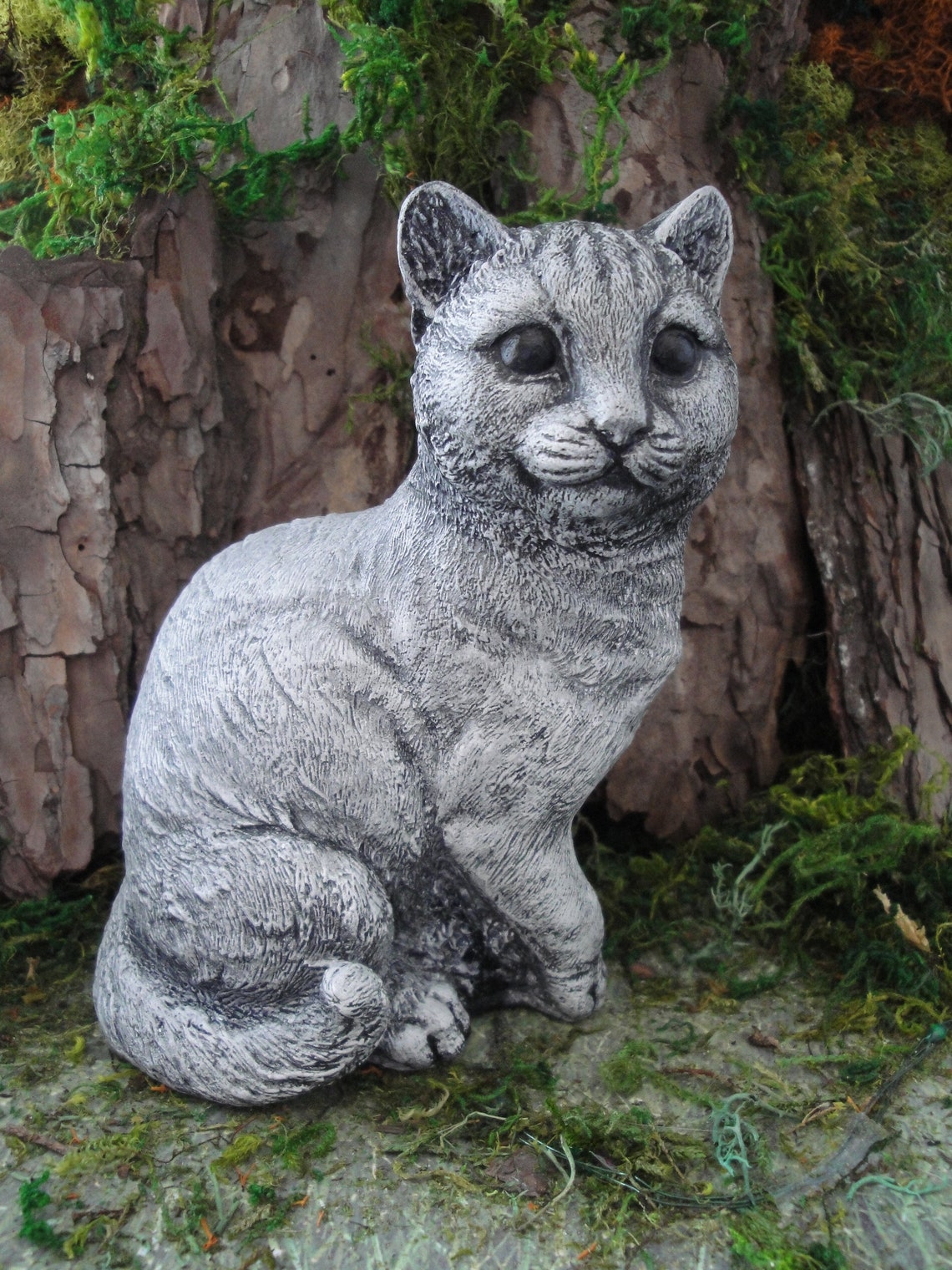 Detailed Grey Tone Cat Statue for Cat Memorial Statue or a Etsy