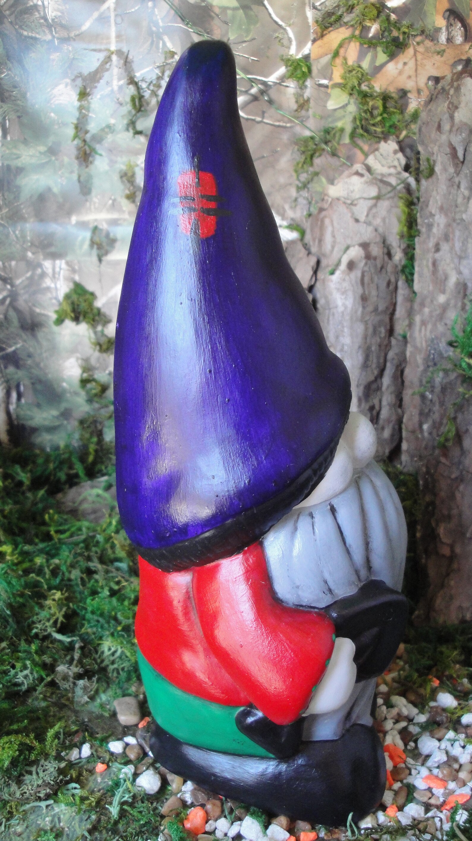 Large Pointy Hat Garden Gnome Purple Hat Garden Gnome Statue Etsy