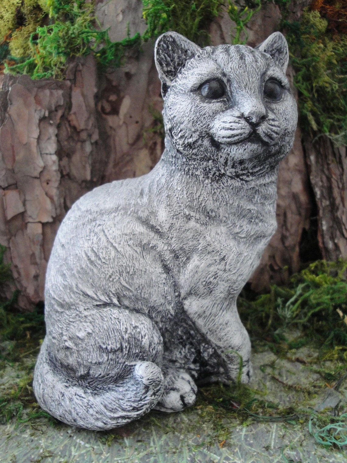 Detailed Grey Tone Cat Statue for Cat Memorial Statue or a Etsy