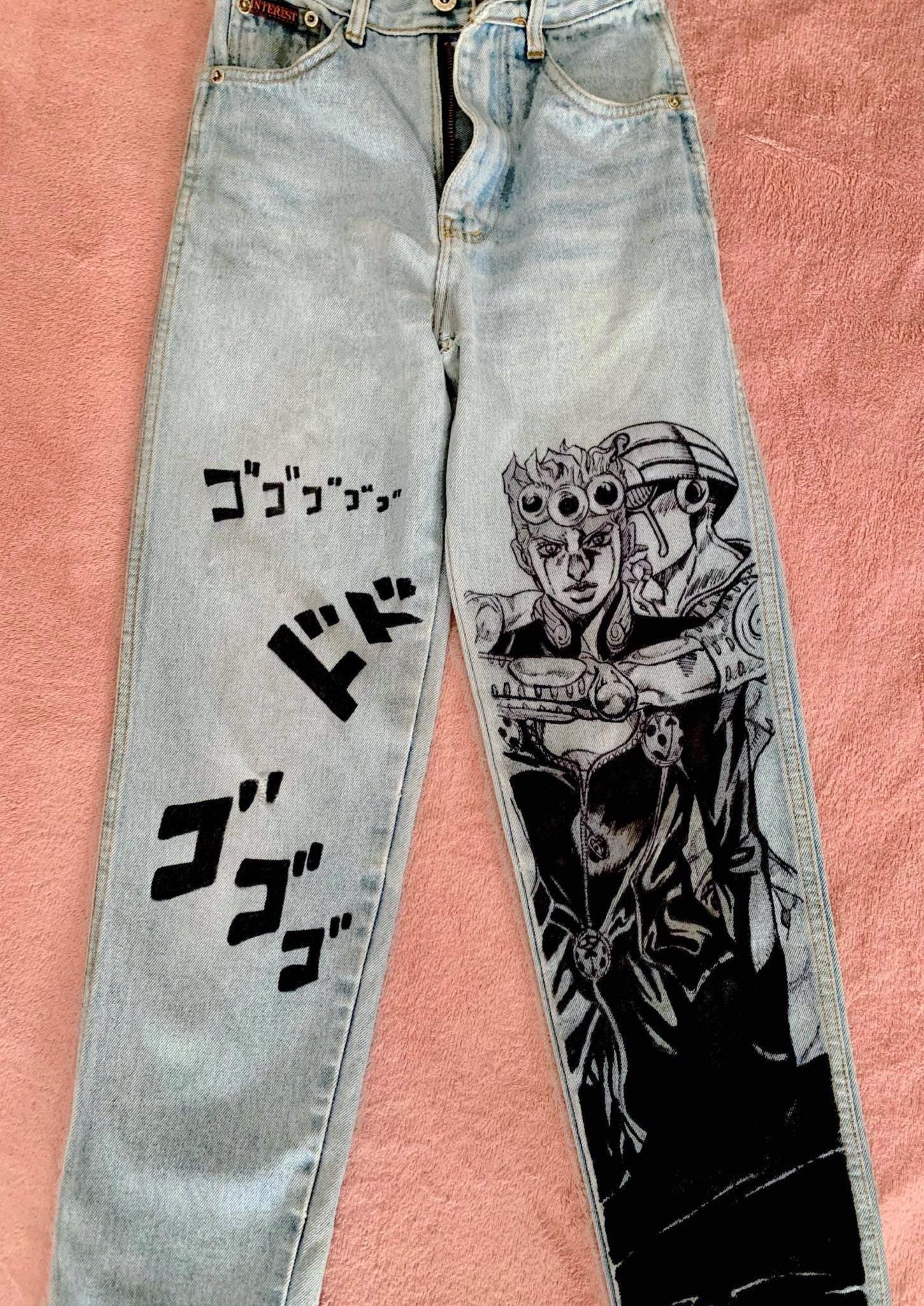 Painted jeans anime - Etsy 日本
