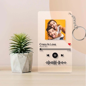 Llaveros con placa de canción musical con código escaneable Llavero acrílico con foto personalizada