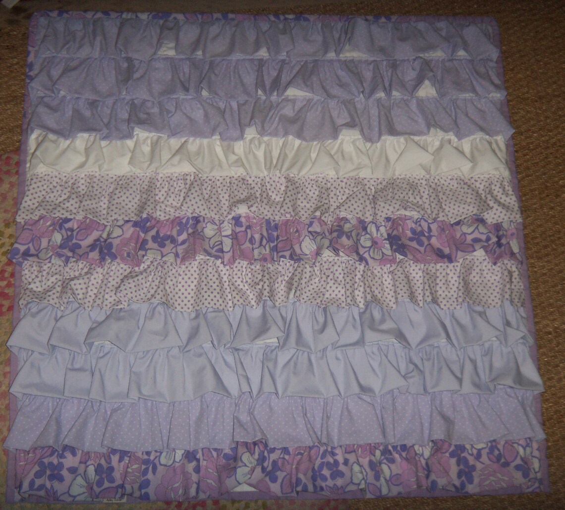 Purple Ruffle quilt & pillow cover set Etsy