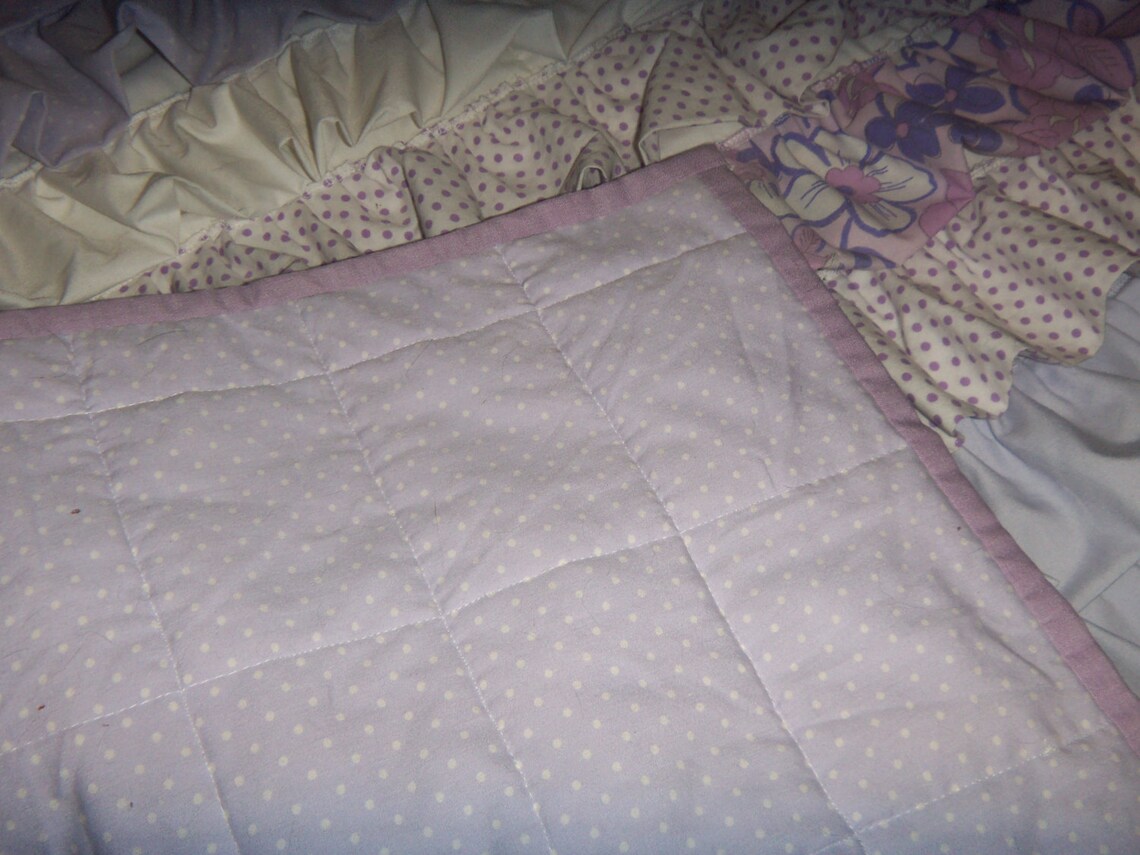Purple Ruffle quilt & pillow cover set Etsy
